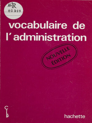 cover image of Vocabulaire de l'administration